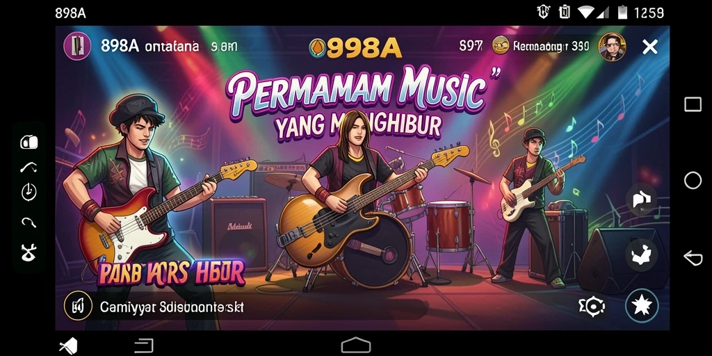 Tampilan permainan 898A dengan grafis menarik dan interaksi musik.