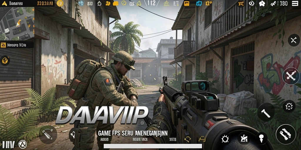 Screenshot gameplay DANAVIP yang menunjukkan aksi tembak-menembak intens.