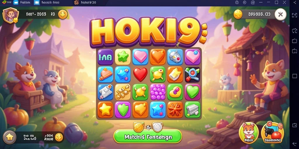 Tampilan menarik dari gameplay HOKI9 dengan elemen Match-3.