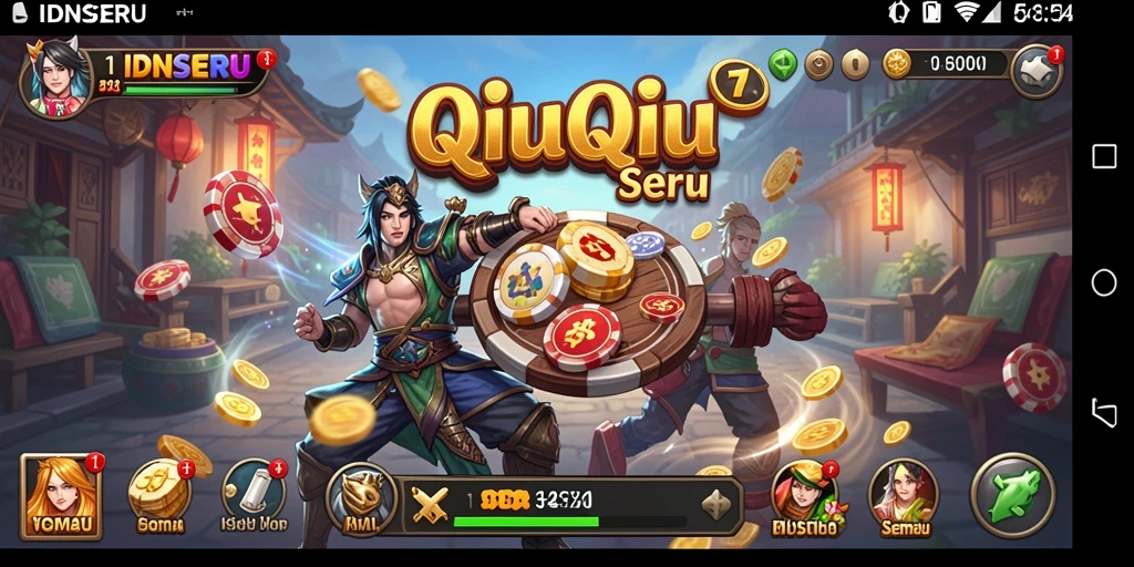 Tampilan gameplay seru dalam IDNSERU yang menampilkan permainan QiuQiu.