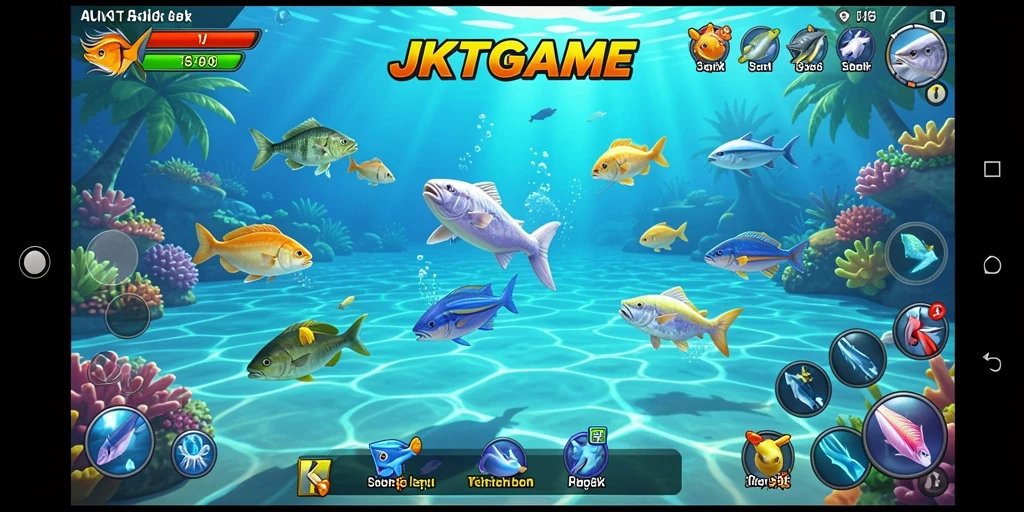 Tampilan gameplay Tembak Ikan yang mendebarkan dan penuh warna.