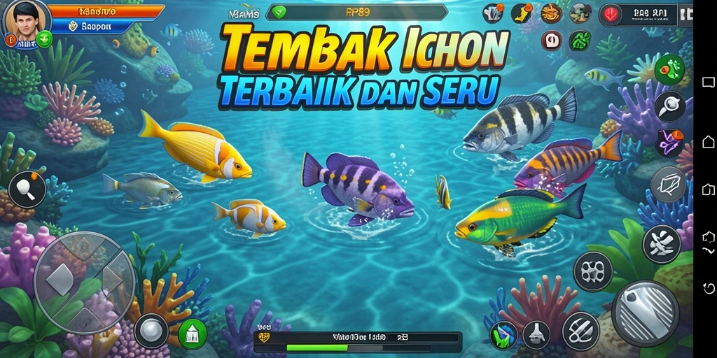 Tampilan gameplay yang seru dalam RR89 saat menangkap ikan.