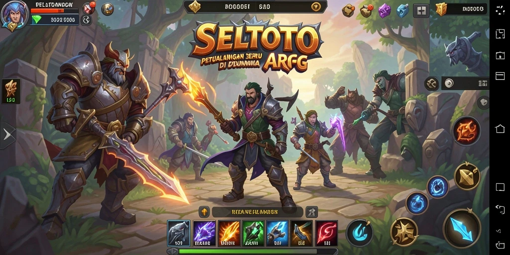 Screenshot utama SELTOTO menampilkan aksi pertempuran mendebarkan di dunia fantasi.