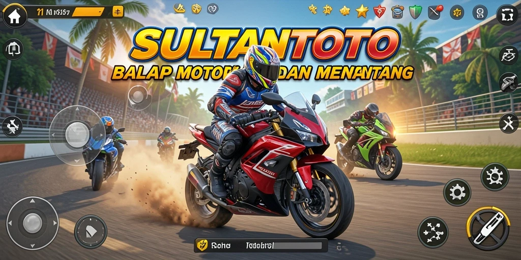 Tampilan gameplay menegangkan dari SULTANTOTO saat balapan di trek.