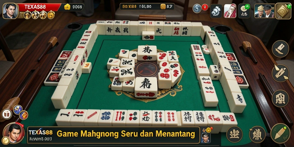 Screenshot gameplay TEXAS88 yang menunjukkan aksi Mahjong yang intens.
