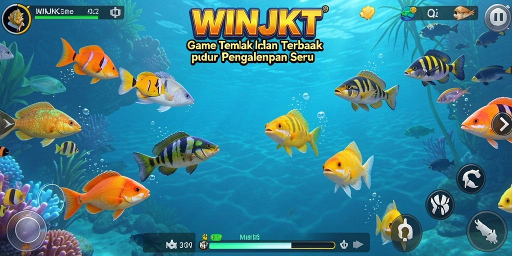 Tampilan gameplay seru dari WINJKT dengan aksi Tembak Ikan yang mendebarkan.